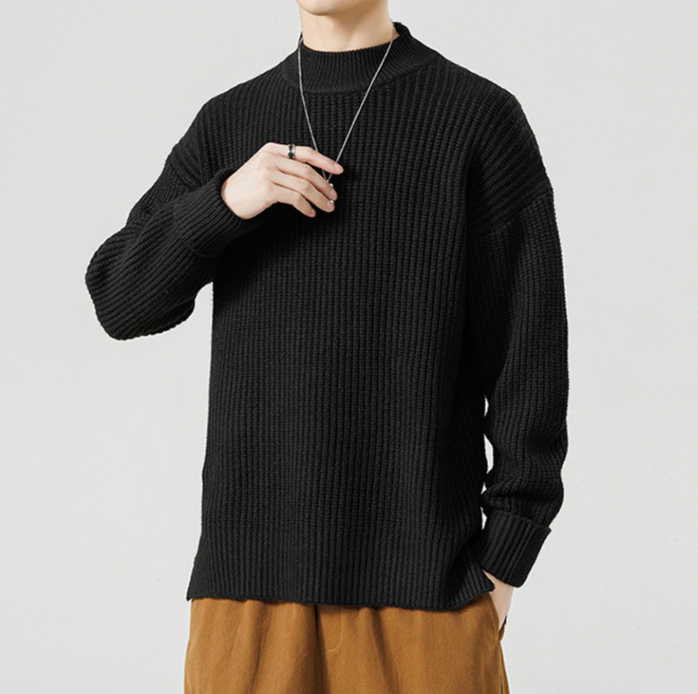 Strikket sweater med høj krave