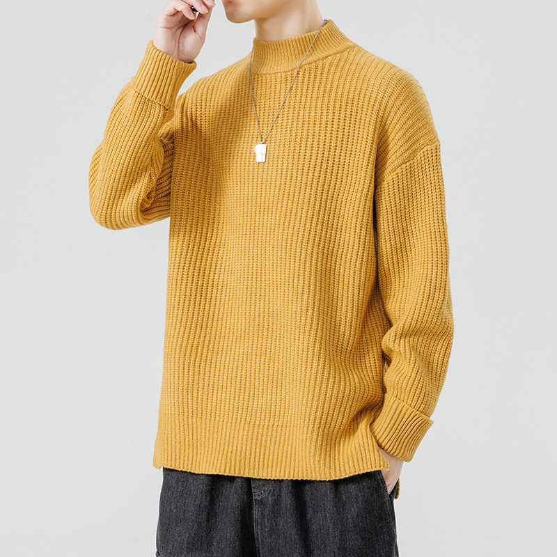 Strikket sweater med høj krave