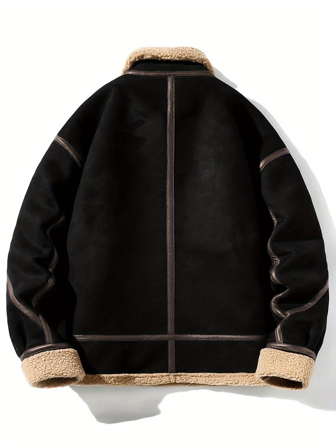 Ruskind fluffy fleece foret jakke til mænd