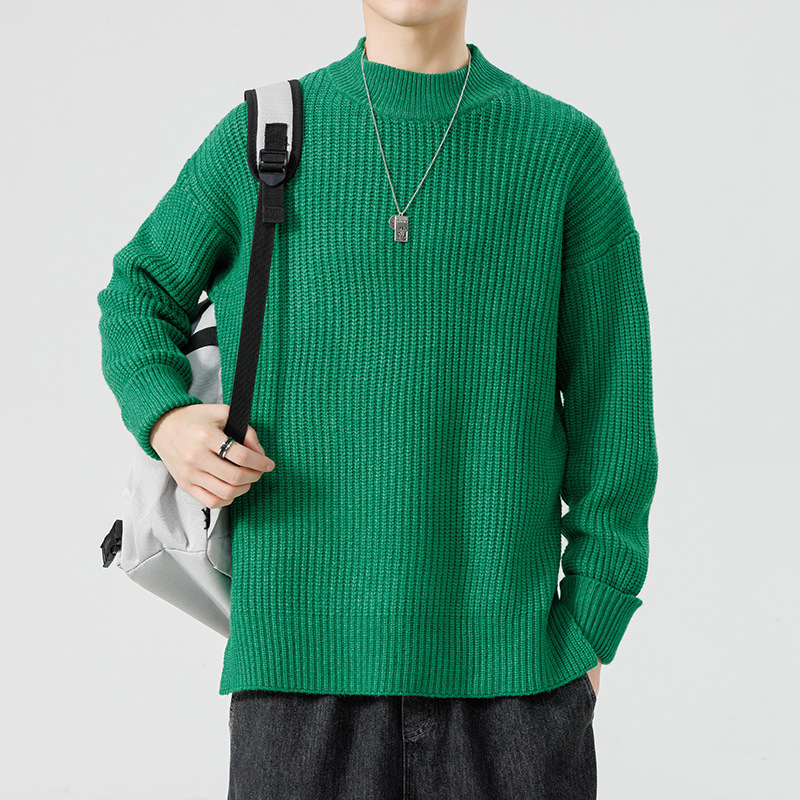 Strikket sweater med høj krave
