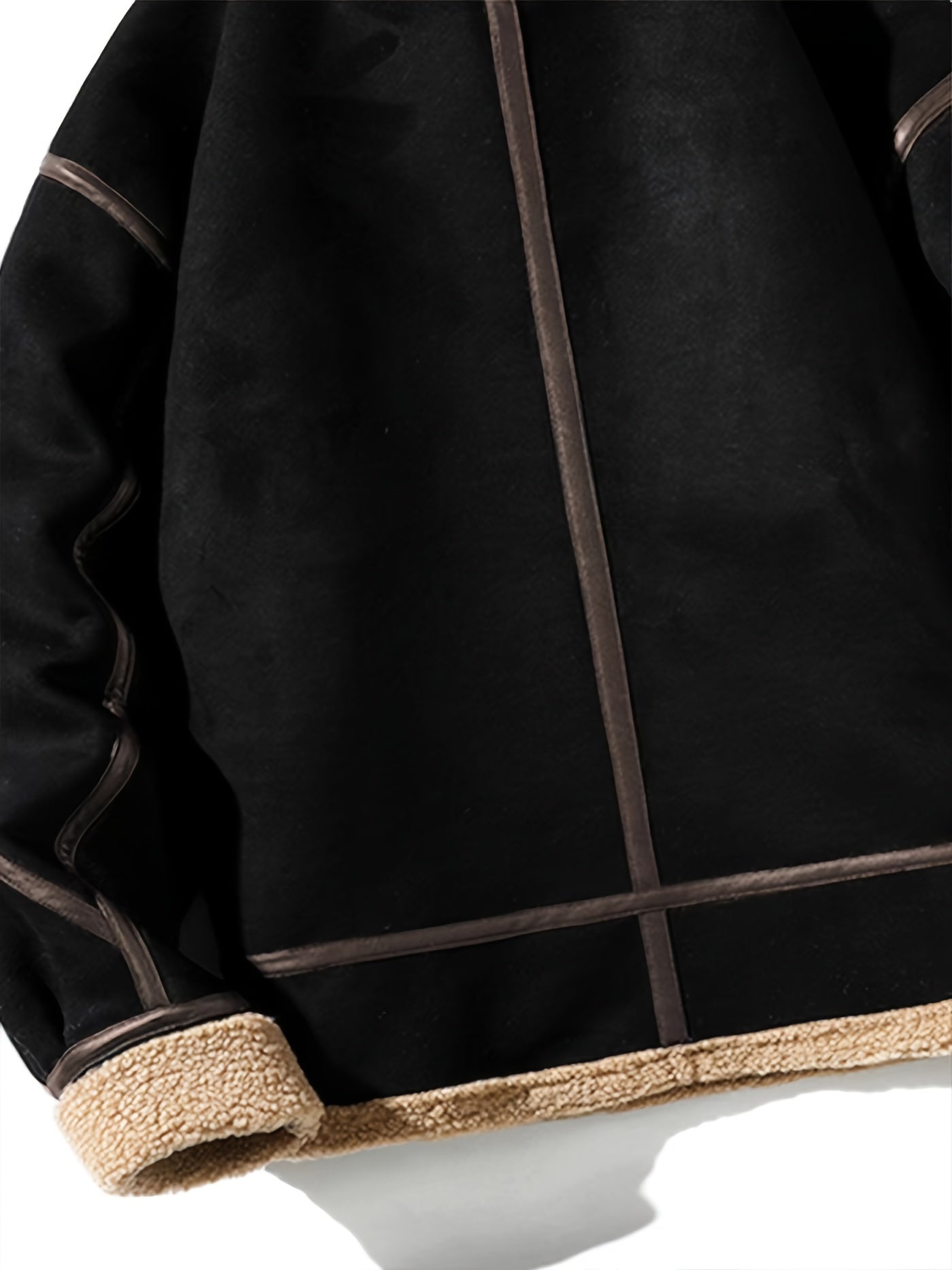 Ruskind fluffy fleece foret jakke til mænd