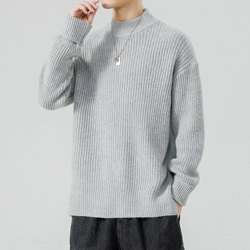 Strikket sweater med høj krave