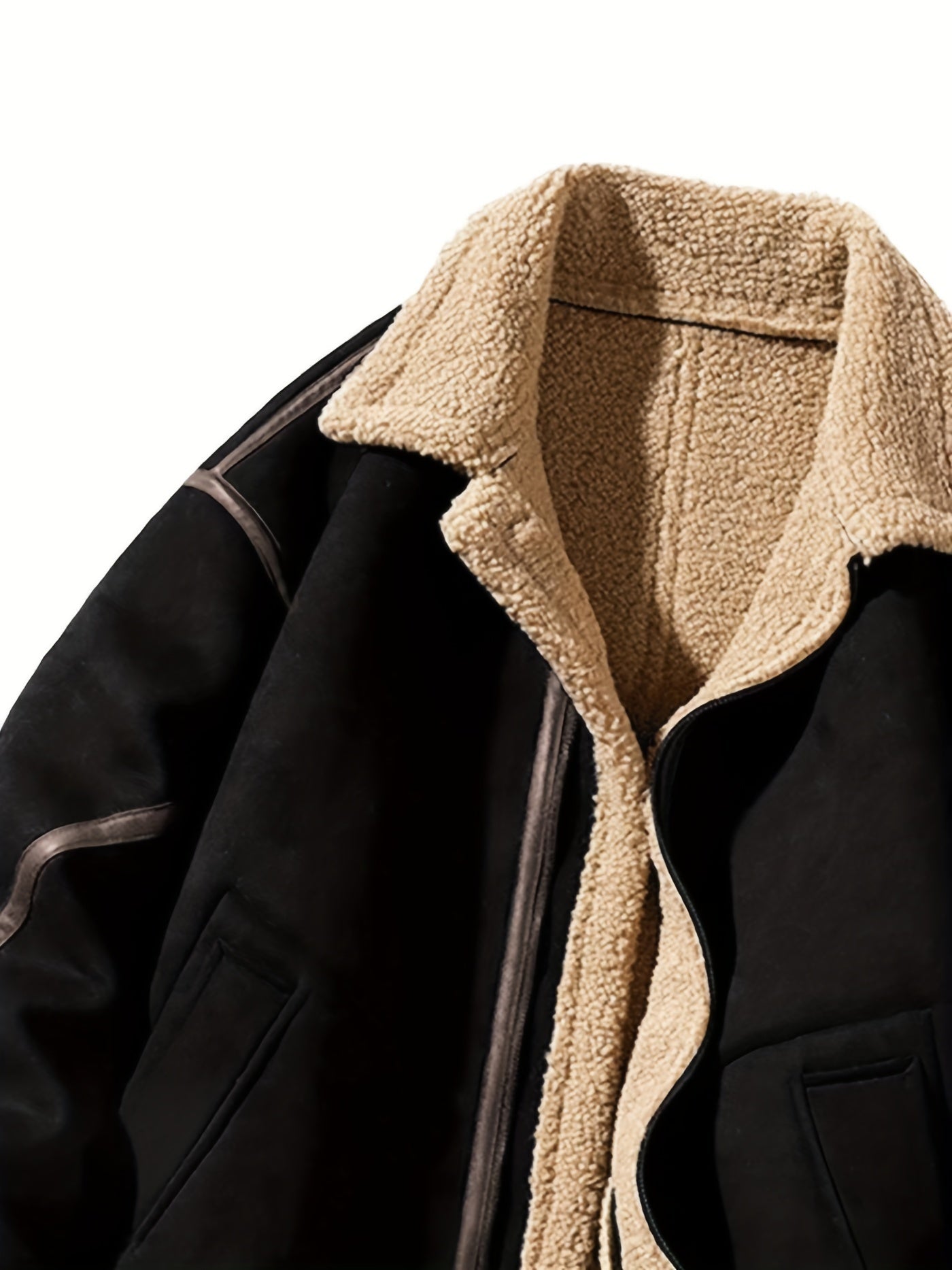 Ruskind fluffy fleece foret jakke til mænd