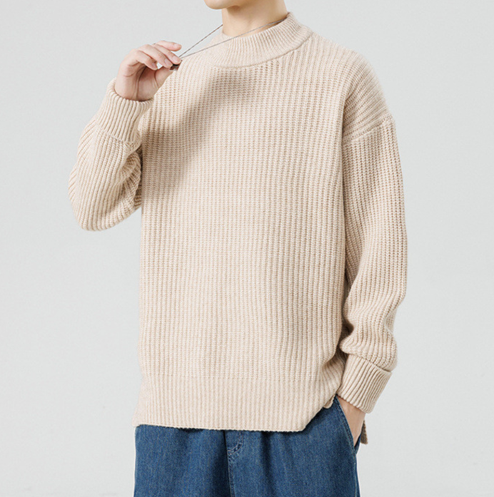 Strikket sweater med høj krave