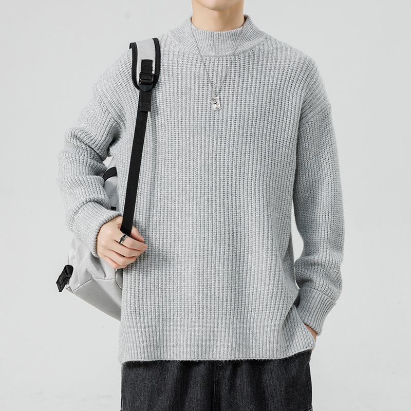 Strikket sweater med høj krave