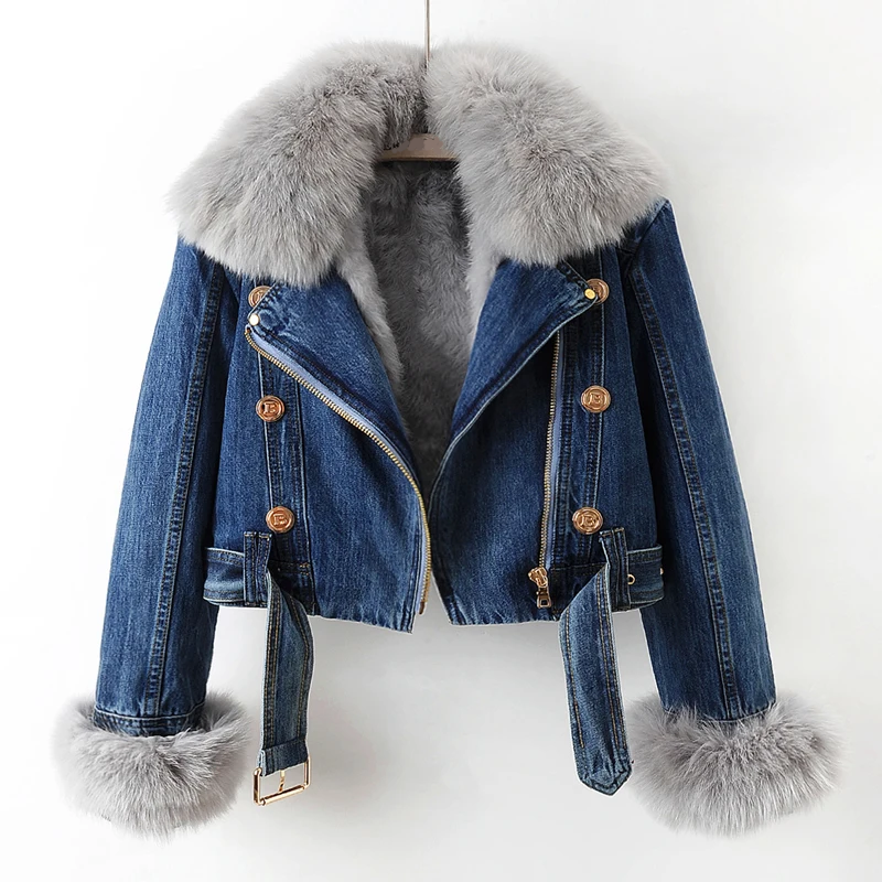 Denimjakke med pels til vinter
