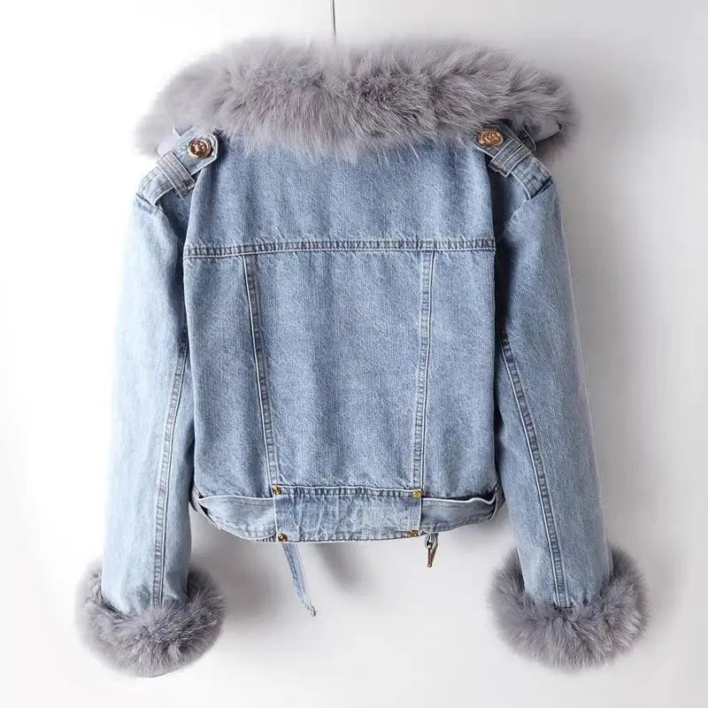 Denimjakke med pels til vinter