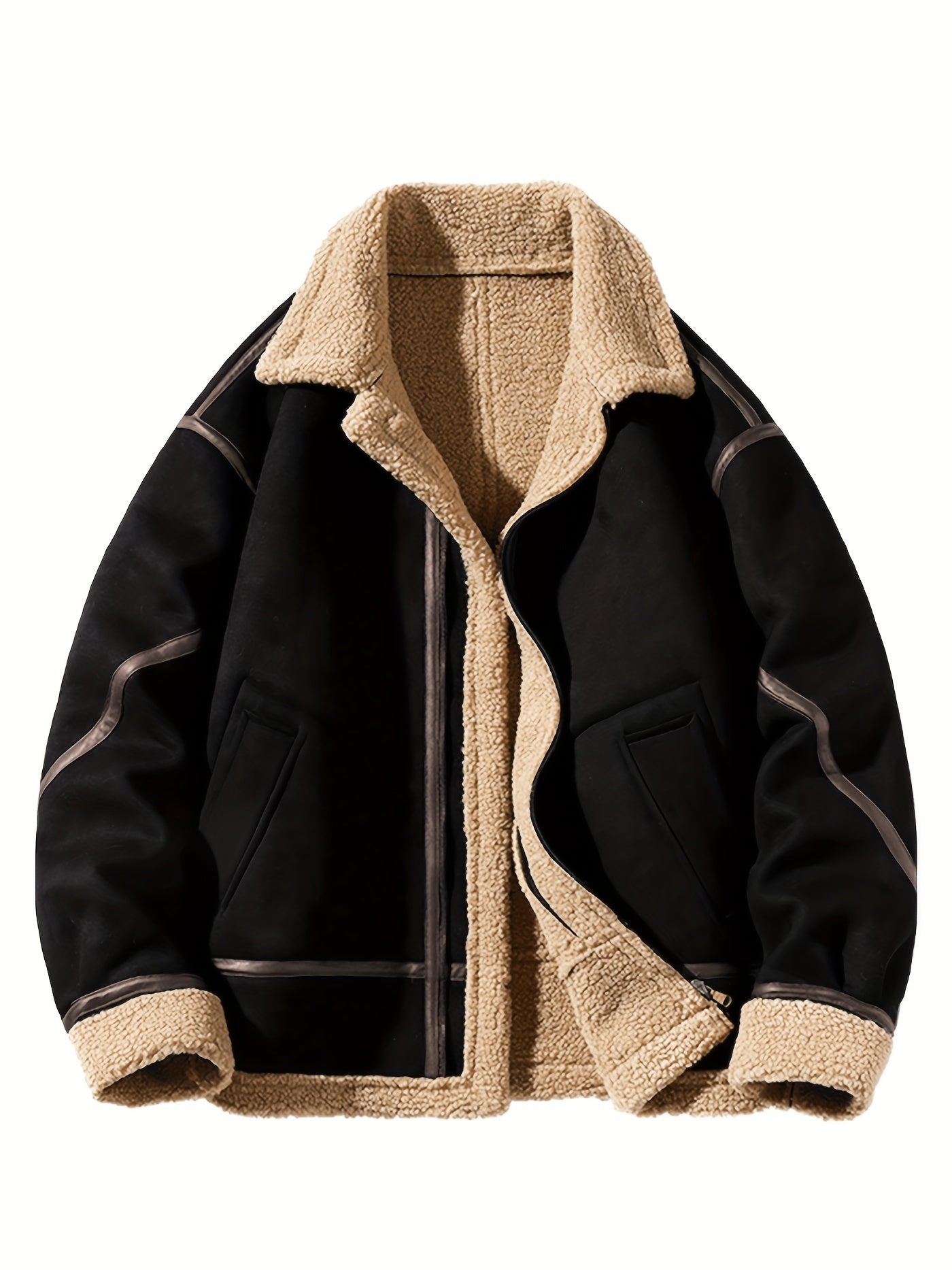 Ruskind fluffy fleece foret jakke til mænd