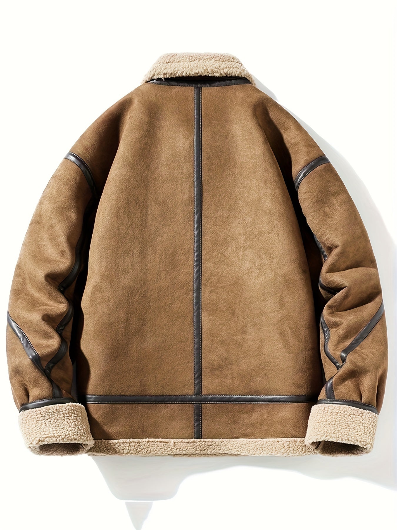 Ruskind fluffy fleece foret jakke til mænd