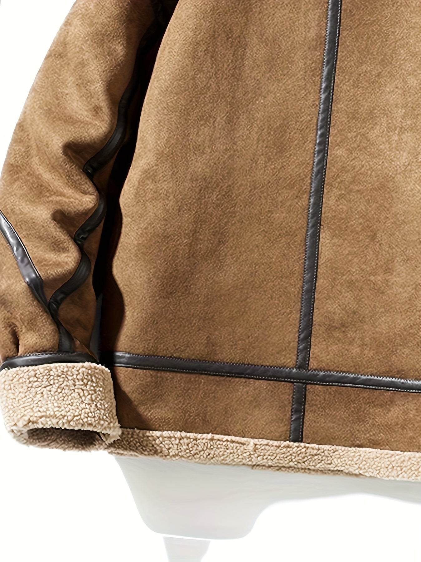 Ruskind fluffy fleece foret jakke til mænd