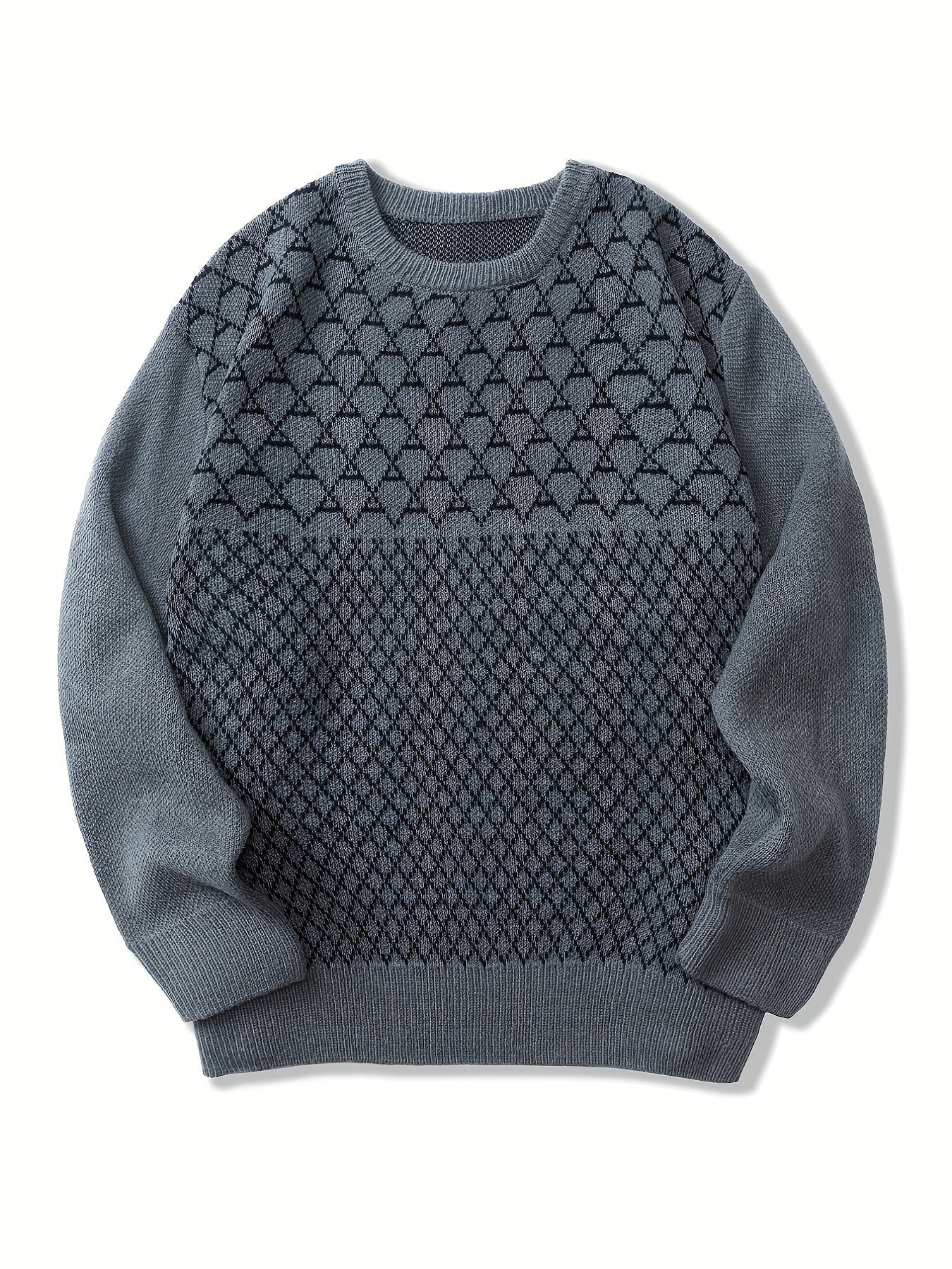 Strikket sweater med diamantmønster