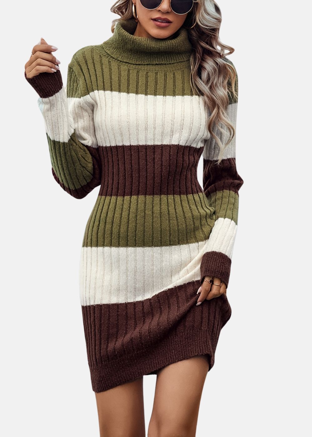 Stribet sweater kjole