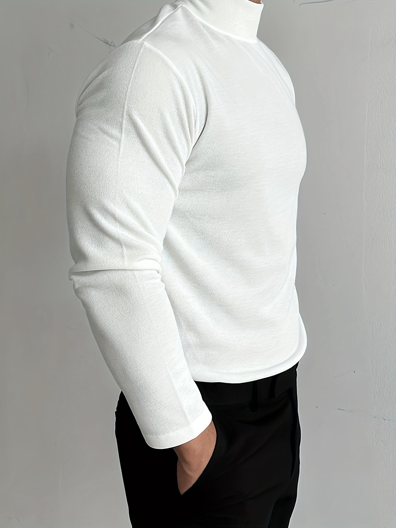 Strikket sweater med stand-up krave til mænd