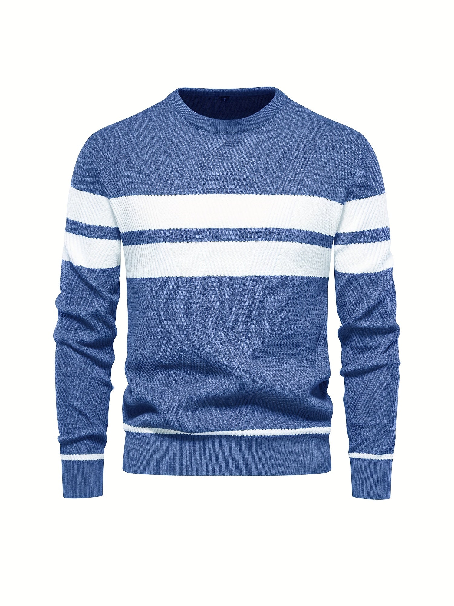 Strikket sweater med stribet mønster til herrer
