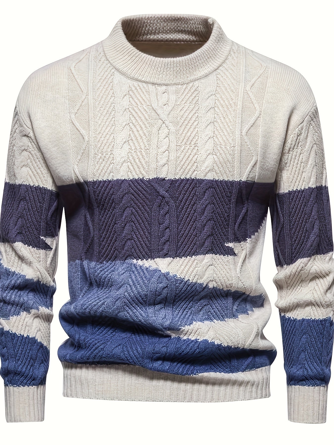 Strikket sweater med striber til herrer