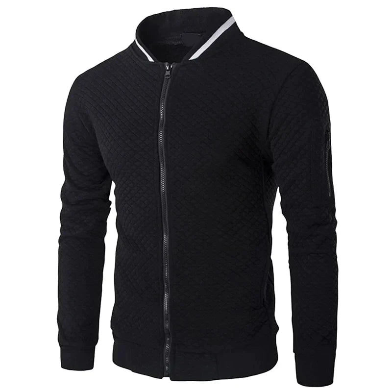 Struktureret sweater med lynlås