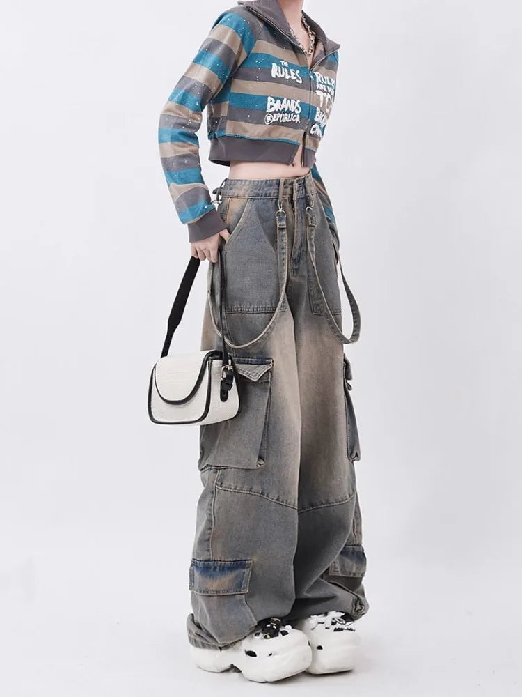 Retro jeans brede oversize bukser