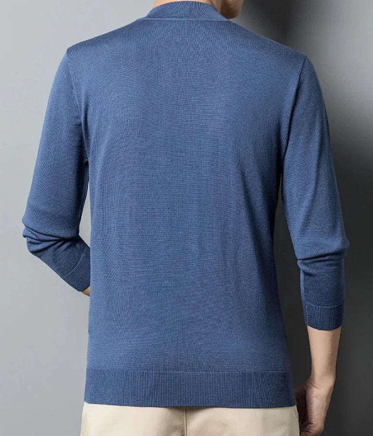 Langærmet sweater med rund hals til mænd