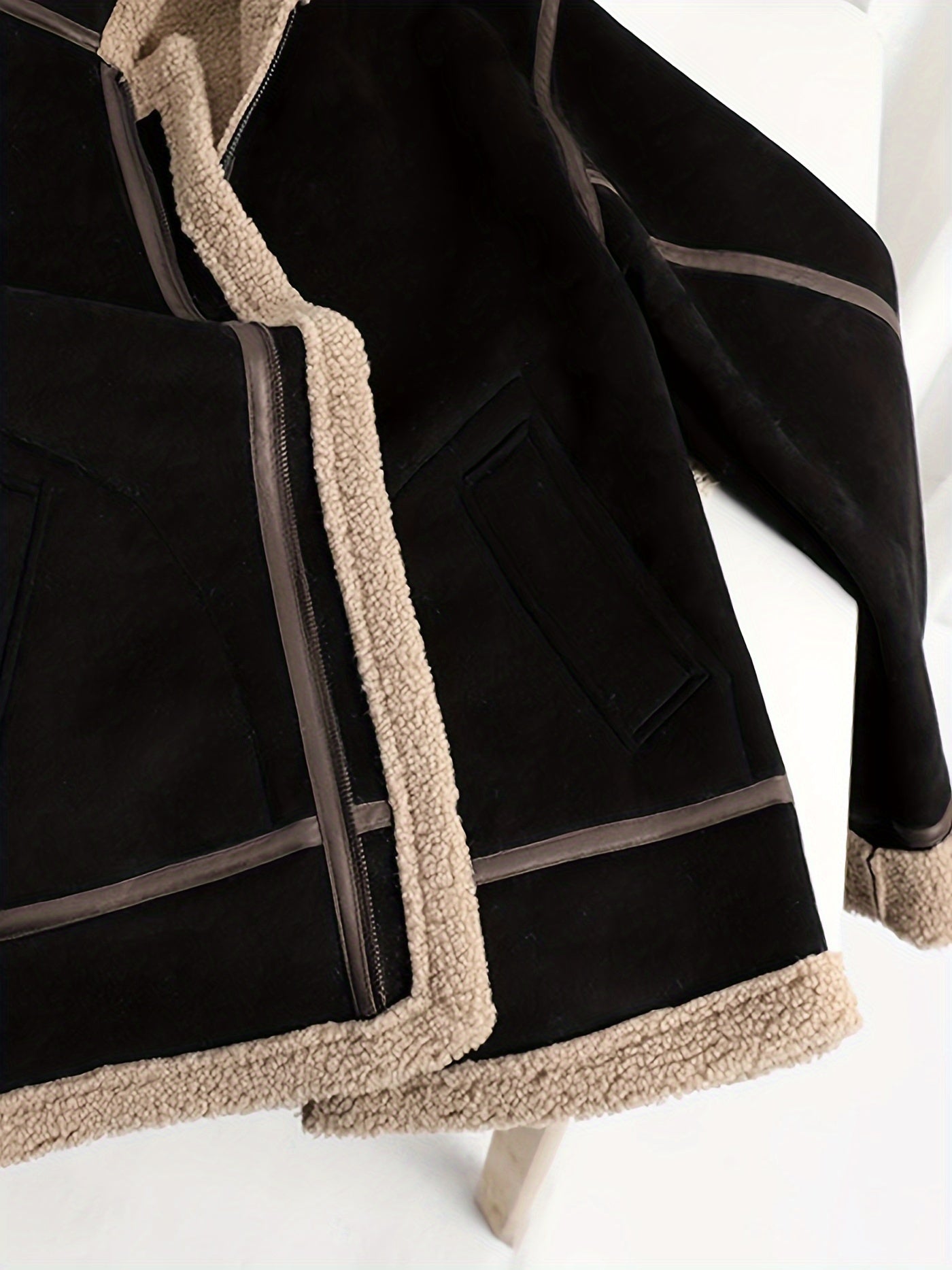 Ruskind fluffy fleece foret jakke til mænd