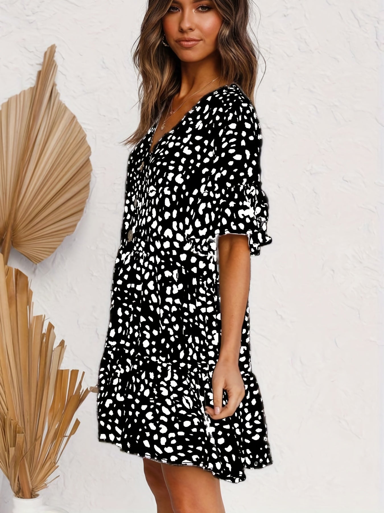 Lagdelt kjole med leopardprint
