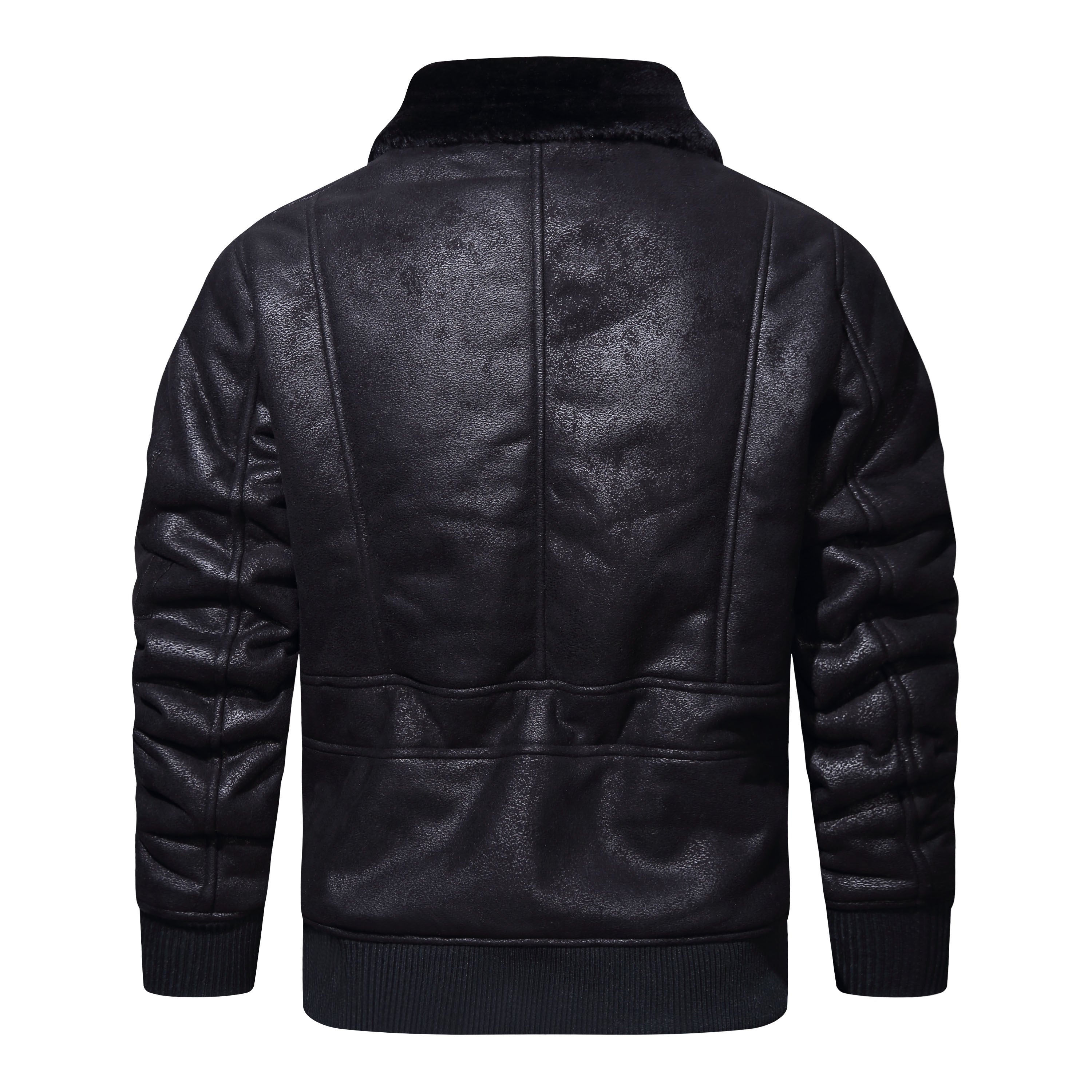 Varm fleece PU læderjakke