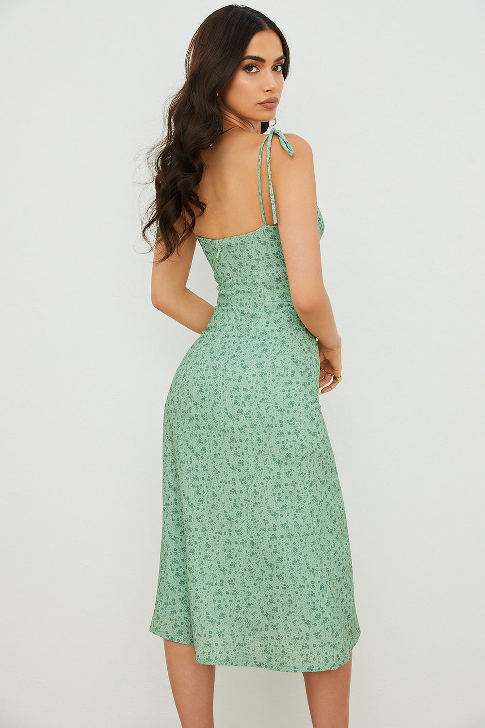 Tonal blomstret midikjole