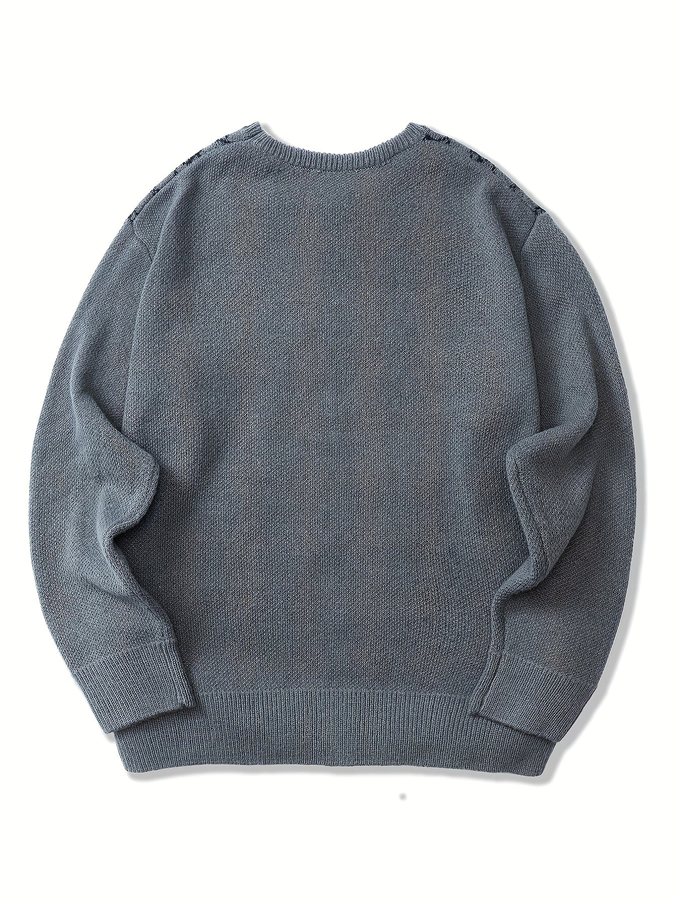 Strikket sweater med diamantmønster