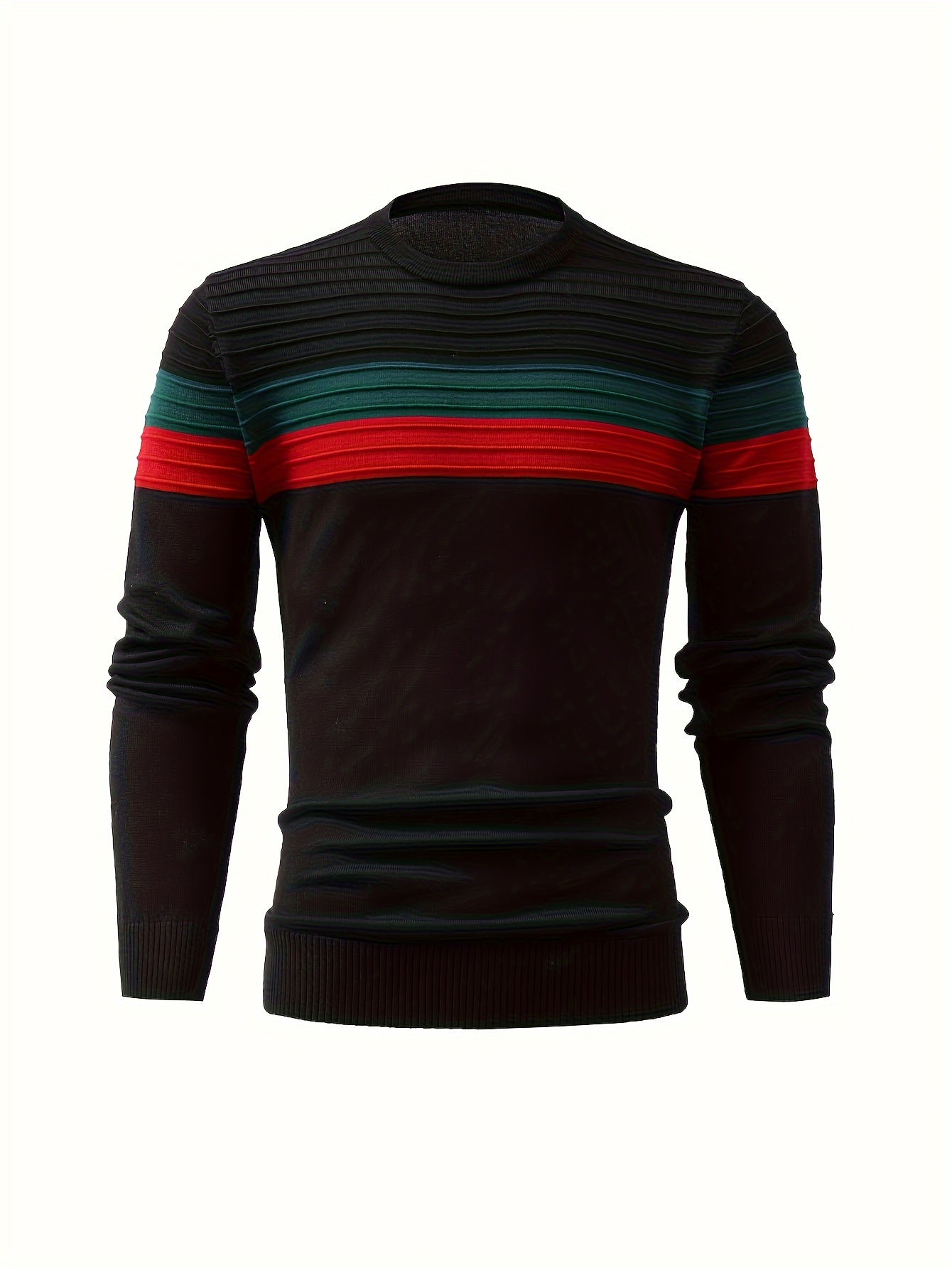Strikket sweater med stribet mønster