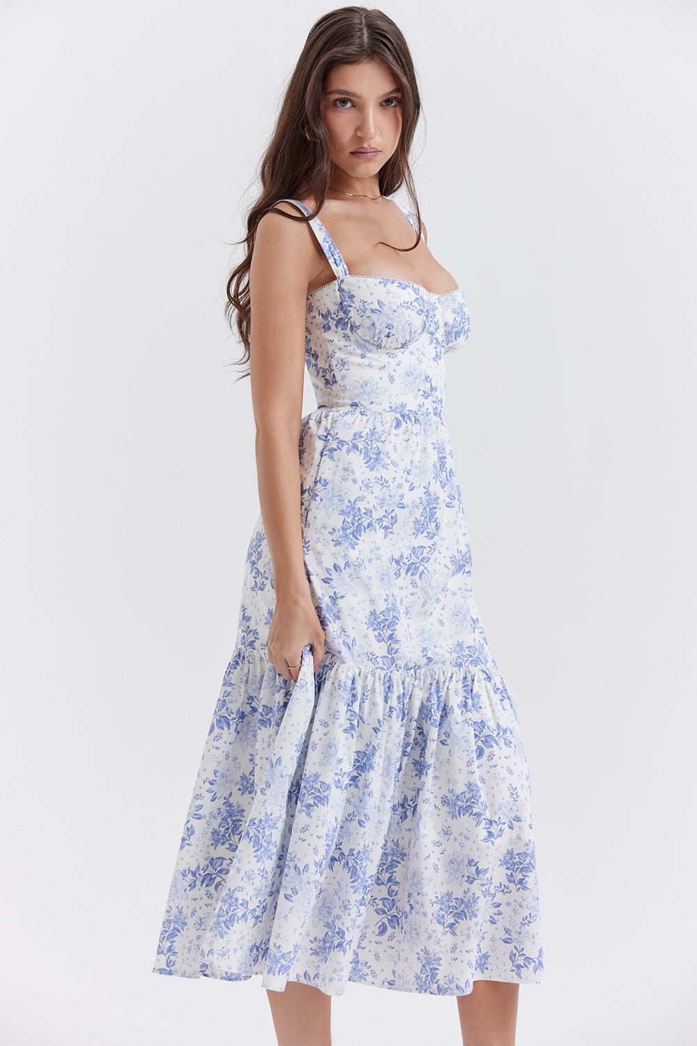 Blomstret midi solkjole