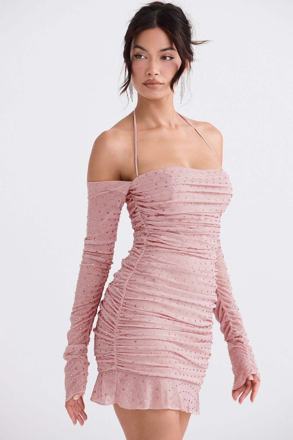 Blød pink krystalliseret kjole