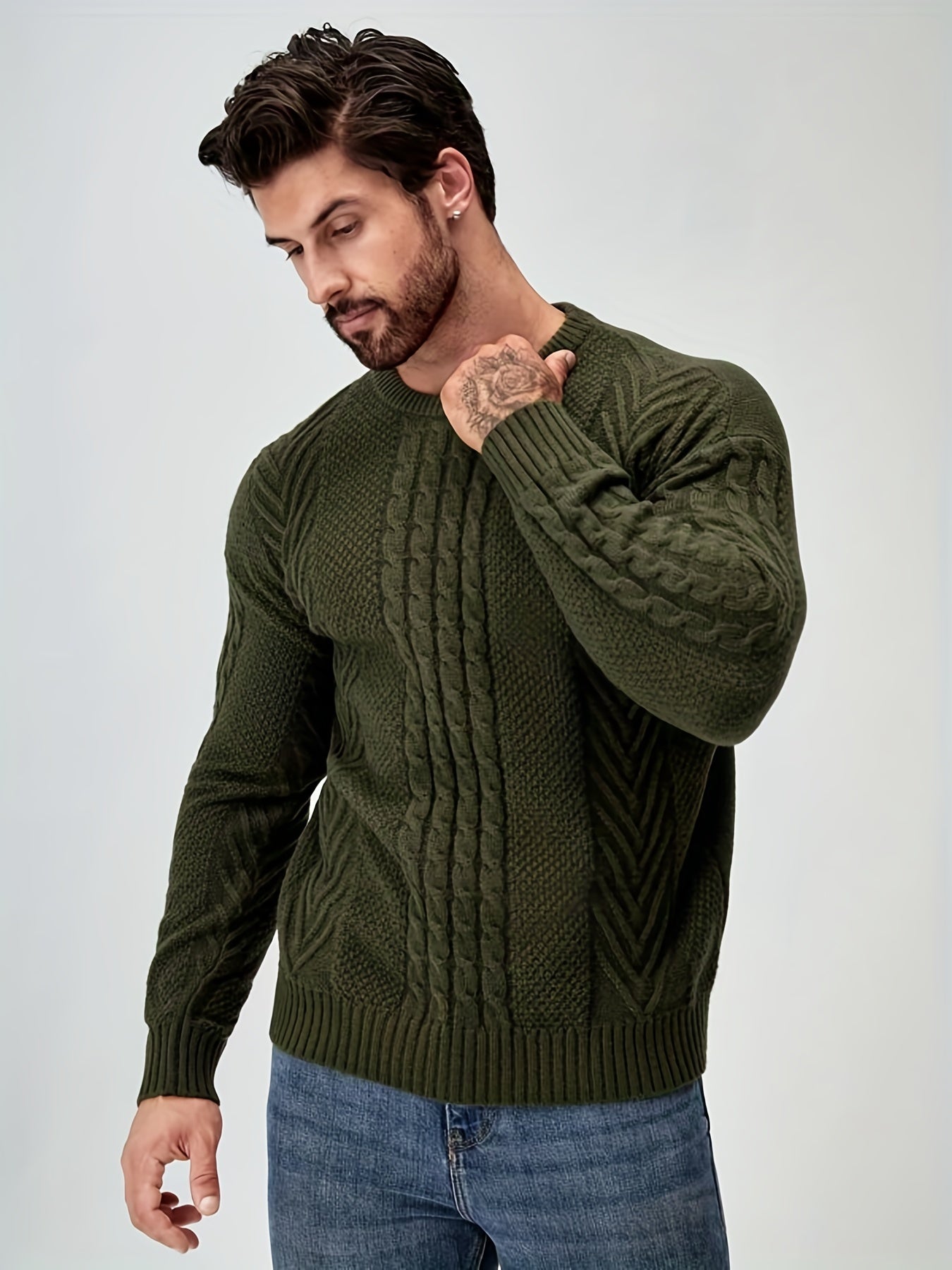 Strikket sweater med høj stretch til mænd