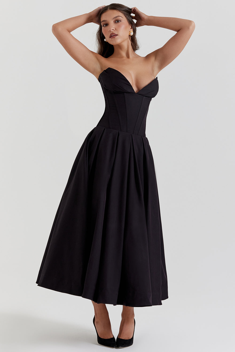 Ballerina stropløs midikjole